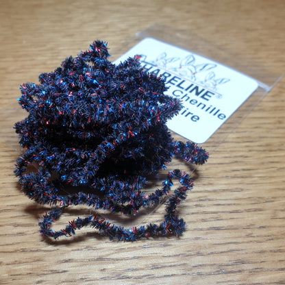 Hareline Speckled Chenille - Midnight Fire - Troutlore Fly Tying Materials Australia