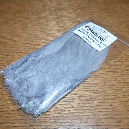 Hareline Strung Saddle Hackle 5-7 Inch Gray
