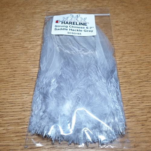 Hareline Strung Saddle Hackle 5-7 Inch Gray - Troutlore Fly Tying Shop Australia