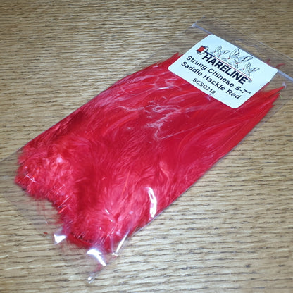 Hareline Strung Saddle Hackle 5-7 Inch Red - Troutlore Fly Tying Materials Australia