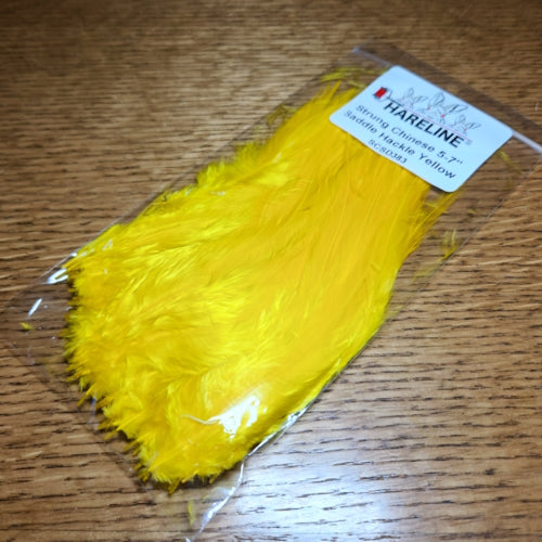 Hareline Strung Saddle Hackle 5-7 Inch Yellow - Troutlore Fly Tying Materials Australia