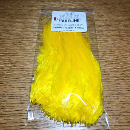 Hareline Strung Saddle Hackle 5-7 Inch Yellow - Troutlore Fly Tying Materials Australia