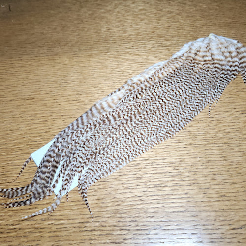 Hareline Grizzly Half Saddle – Bleached Grizzly - Troutlore Fly Tying Store Australia