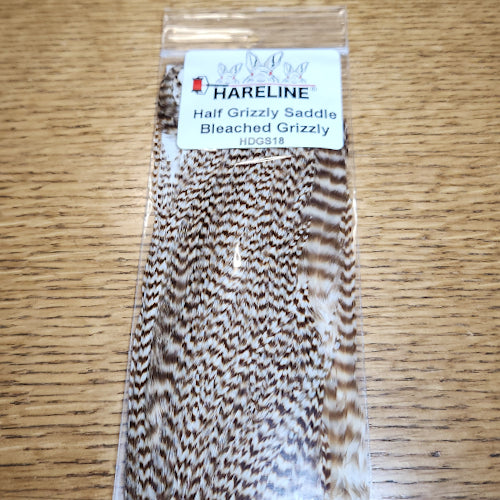 Hareline Grizzly Half Saddle – Bleached Grizzly - Troutlore Fly Tying Store Australia