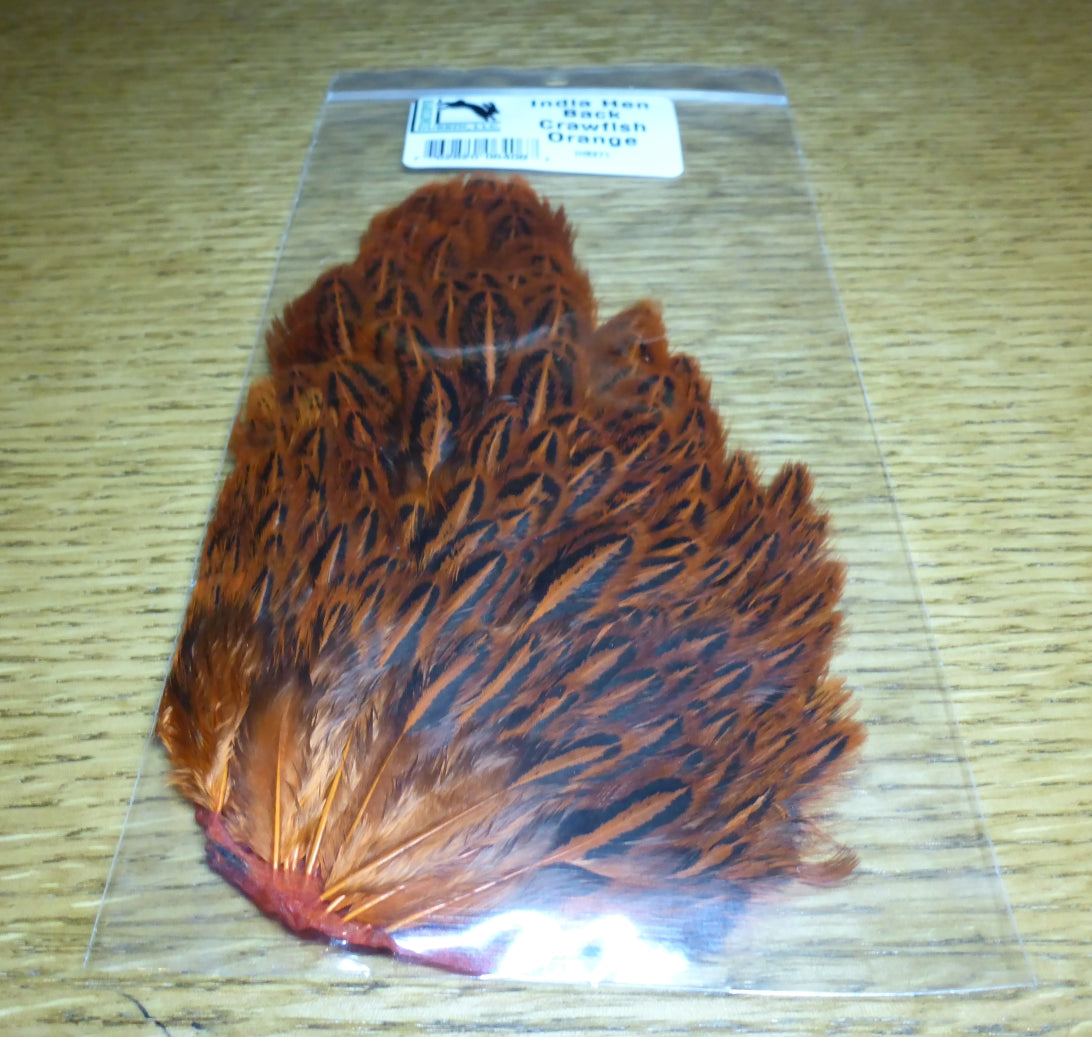 Hareline India Hen Back - Crawfish Orange - Troutlore Fly Tying Soft Hackle Australia