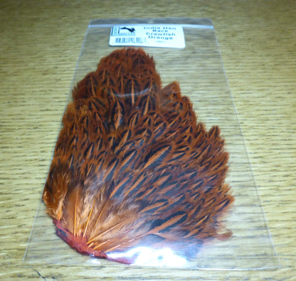 Hareline India Hen Back - Crawfish Orange - Troutlore Fly Tying Soft Hackle Australia