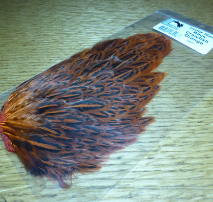 Hareline India Hen Back - Crawfish Orange - Troutlore Fly Tying Soft Hackle Australia
