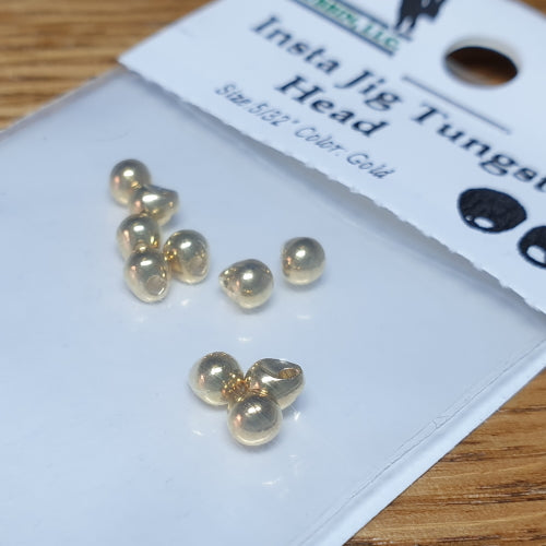 Hareline Tungsten Insta Jig Head Beads Gold – 10 Pcs - Troutlore Fly Tying Store Australia