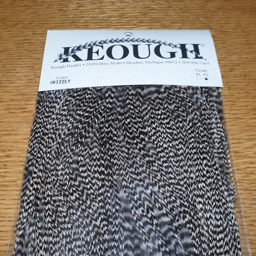 Keough Saddle Grade #2 – Natural Grizzly - Troutlore Fly Tying Hackle Feathers Australia
