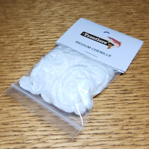 Troutlore Medium Chenille - White - Troutlore Fly Tying Materials Australia