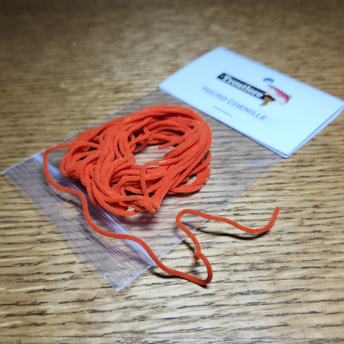 Micro Chenille Micro – Deep Orange - Troutlore Fly Tying Shop Australia