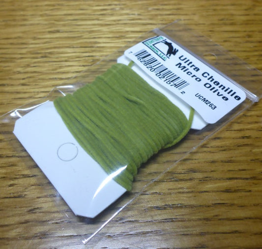 Hareline Ultra Chenille Micro – Olive - Troutlore Fly Tying Australia