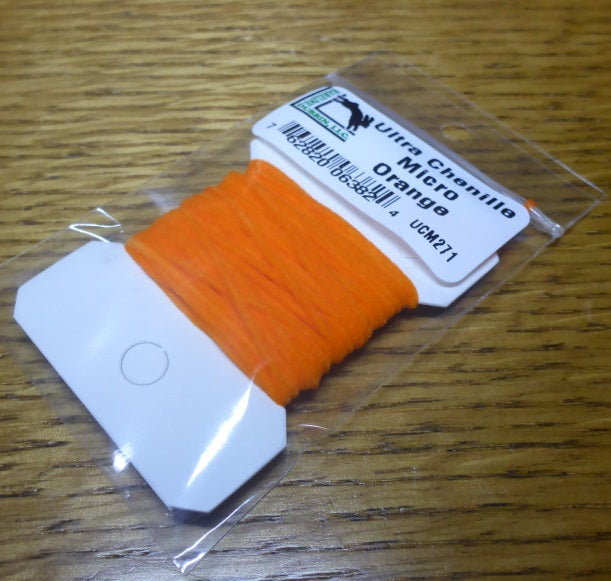Hareline Ultra Chenille Micro – Orange - Troutlore Fly Tying Australia