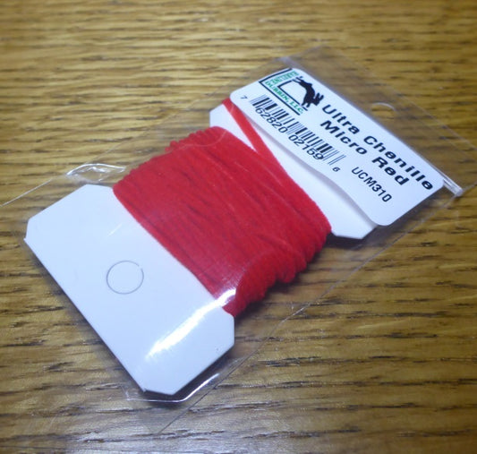 Hareline Ultra Chenille Red Vernille Available from Troutlore - Australia's Fly Tying Specialist Store
