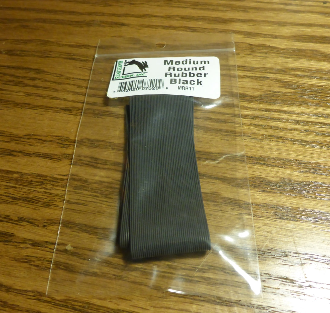 Hareline Round Rubber Legs Black - Troutlore Fly Tying Supplies Australia