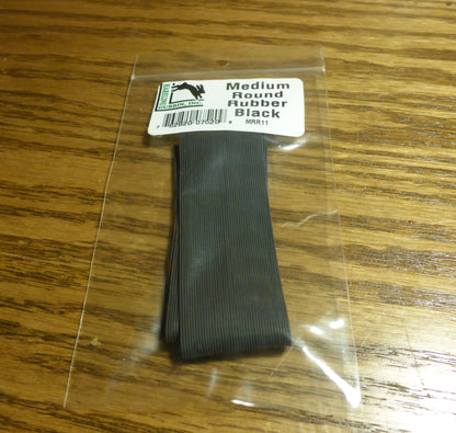 Hareline Round Rubber Legs Black - Troutlore Fly Tying Supplies Australia