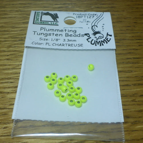 Hareline Plummeting Tungsten Beads Fl Chartreuse – 20 Pcs