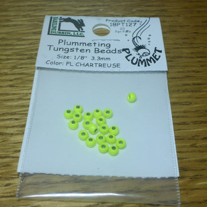 Hareline Plummeting Tungsten Beads Fl Chartreuse – 20 Pcs