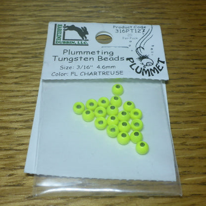 Hareline Plummeting Tungsten Beads Fl Chartreuse – 20 Pcs