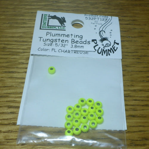 Hareline Plummeting Tungsten Beads Fl Chartreuse – 20 Pcs