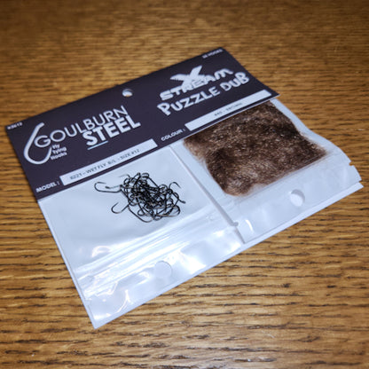 Goulburn Steel Barbless Wet Fly Hook & Puzzle Dub Combo - Troutlore Fly Tying Store Australia