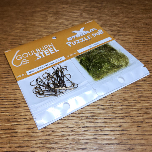 Goulburn Steel Classic Streamer Hook & Puzzle Dub Combo - Troutlore Fly Tying Store Australia