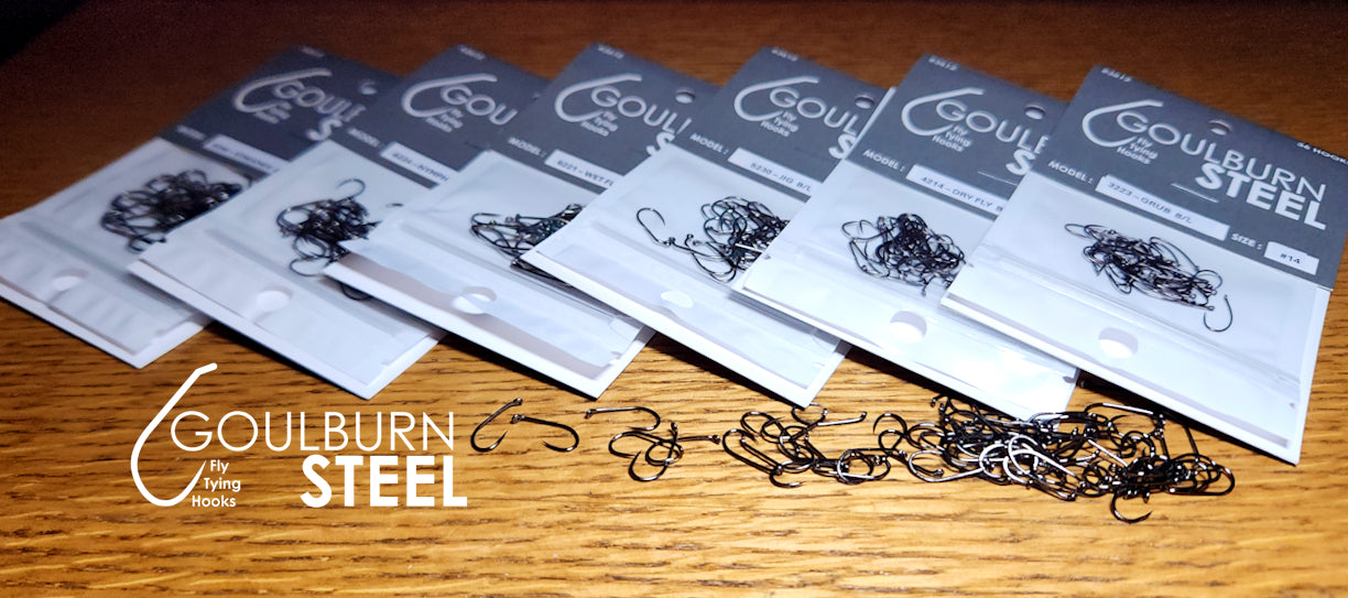 GOULBURN STEEL FLY TYING HOOKS AVAILABLE IN AUSTRALIA FROM TROUTLORE FLYTYING STORE