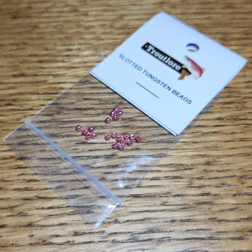 Slotted Tungsten Beads Metallic Pink – 20 Pcs - Troutlore Fly Tying Supplies Australia