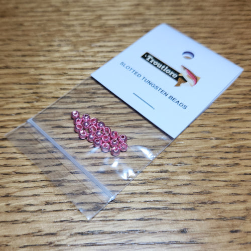 Slotted Tungsten Beads Metallic Pink – 20 Pcs - Troutlore Fly Tying Supplies Australia
