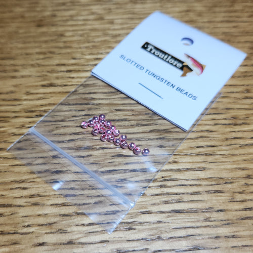 Slotted Tungsten Beads Metallic Pink – 20 Pcs - Troutlore Fly Tying Supplies Australia