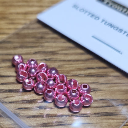 Slotted Tungsten Beads Metallic Pink – 20 Pcs - Troutlore Fly Tying Supplies Australia