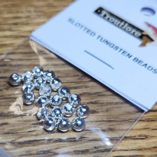 Slotted Tungsten Beads Silver – 20 Pcs - Troutlore Fly Tying Shop Australia
