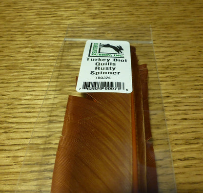 Hareline Turkey Biot Quills Rusty Spinner - Troutlore Fly Tying Shop Australia