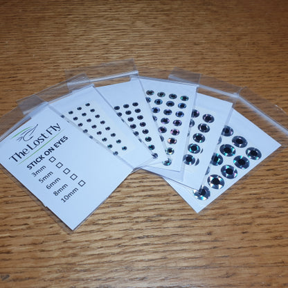 The Lost Fly Stick On Eyes AVAILABLE AT TROUTLORE FLY TYING STORE AUSTRALIA