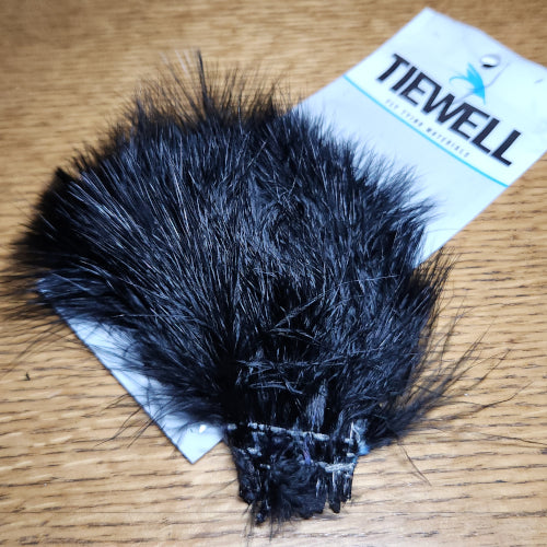 Tiewell Strung Marabou Feathers - Black - Troutlore Fly Tying Supplies Australia