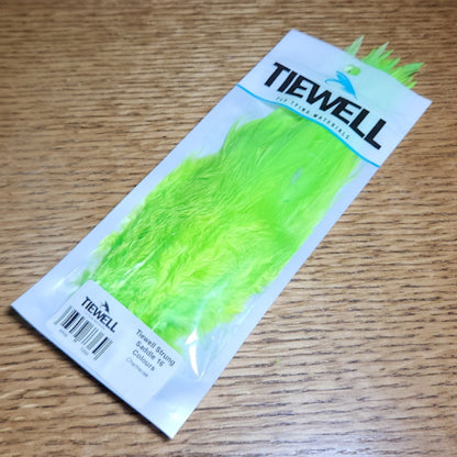Tiewell Strung Saddle Hackle 5-7 Inch Chartreuse - Troutlore Fly Tying Feathers Australia
