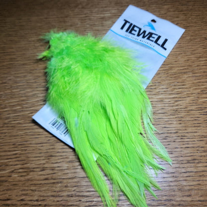Tiewell Strung Saddle Hackle 5-7 Inch Chartreuse - Troutlore Fly Tying Feathers Australia