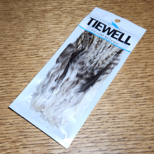 Tiewell Strung Saddle Hackle 5-7 Inch Grizzly - Troutlore Fly Tying Materials Australia