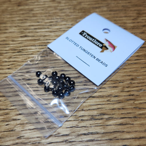 Slotted Tungsten Beads Black – 20 Pcs - Troutlore Fly Tying Shop Australia