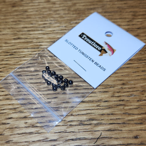 Slotted Tungsten Beads Black – 20 Pcs - Troutlore Fly Tying Shop Australia