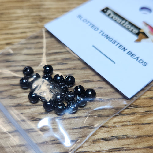 Slotted Tungsten Beads Black – 20 Pcs - Troutlore Fly Tying Shop Australia