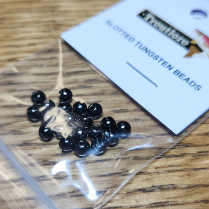 Slotted Tungsten Beads Black – 20 Pcs - Troutlore Fly Tying Shop Australia