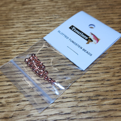 Slotted Tungsten Beads Copper – 20 Pcs - Troutlore Fly Tying Store Australia