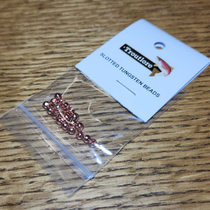 Slotted Tungsten Beads Copper – 20 Pcs - Troutlore Fly Tying Store Australia
