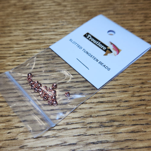 Slotted Tungsten Beads Copper – 20 Pcs - Troutlore Fly Tying Store Australia