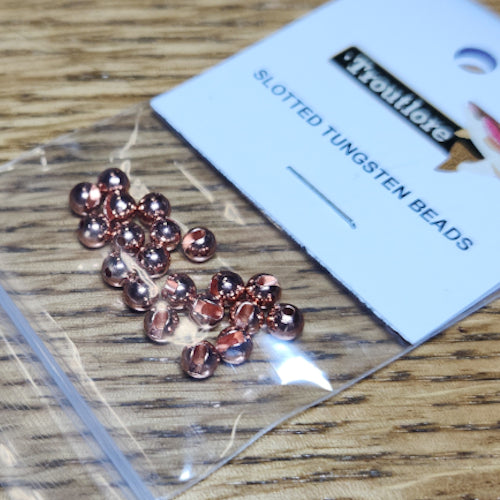 Slotted Tungsten Beads Copper – 20 Pcs - Troutlore Fly Tying Store Australia