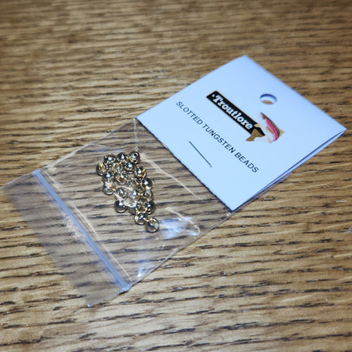 Slotted Tungsten Beads Gold – 20 Pcs - Troutlore Fly Tying Products Australia