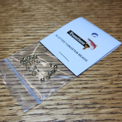 Slotted Tungsten Beads Gold – 20 Pcs - Troutlore Fly Tying Products Australia