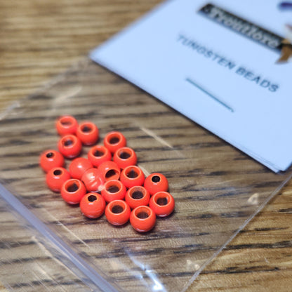 Tungsten Beads Fl Orange – 20 Pcs - Troutlore Fly Tying Materials Australia