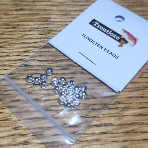 Tungsten Beads Silver – 20 Pcs - Troutlore Fly Tying Materials Australia